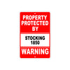 Property Protected by Stocking 1850 Gun Pistol Rifle Revolver Warning Aluminum Metal Plate Sign