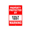 Property Protected by Colt 1851 Gun Pistol Rifle Revolver Warning Aluminum Metal Plate Sign