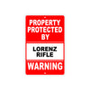 Property Protected by Lorenz Rifle Gun Pistol Rifle Revolver Warning Aluminum Metal Plate Sign