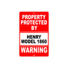 Property Protected by Henry Model 1860 Gun Pistol Rifle Revolver Aluminum Metal Plate Sign