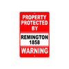 Property Protected by Remington 1858 Gun Pistol Rifle Revolver Warning Aluminum Metal Plate Sign