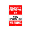 Property Protected by Colt Special 1861 Gun Pistol Rifle Revolver Aluminum Metal Plate Sign