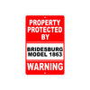 Property Protected by Bridesburg Model 1863 Gun Pistol Rifle Revolver Aluminum Metal Plate Sign