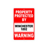 Property Protected by Winchester 1892 Gun Pistol Rifle Revolver Aluminum Metal Plate Sign