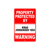 Property Protected by Krag Jorgensen 1894 Gun Pistol Rifle Revolver Aluminum Metal Plate Sign