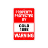 Property Protected by Cold 1898 Gun Pistol Rifle Revolver Warning Aluminum Metal Plate Sign