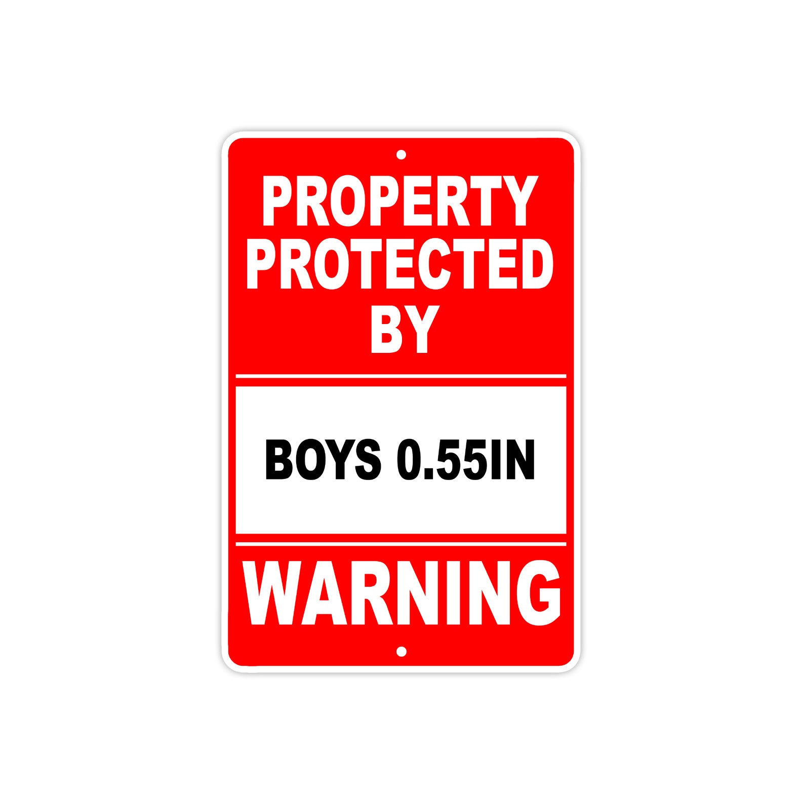 Property Protected by Boys 0.55In Gun Pistol Rifle Revolver Warning Aluminum Metal Plate Sign