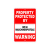 Property Protected by MP.38 Maschinenpistole Gun Pistol Rifle Revolver Aluminum Metal Plate Sign