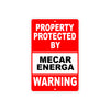 Property Protected by Mecar Energa Gun Pistol Rifle Revolver Warning Aluminum Metal Plate Sign