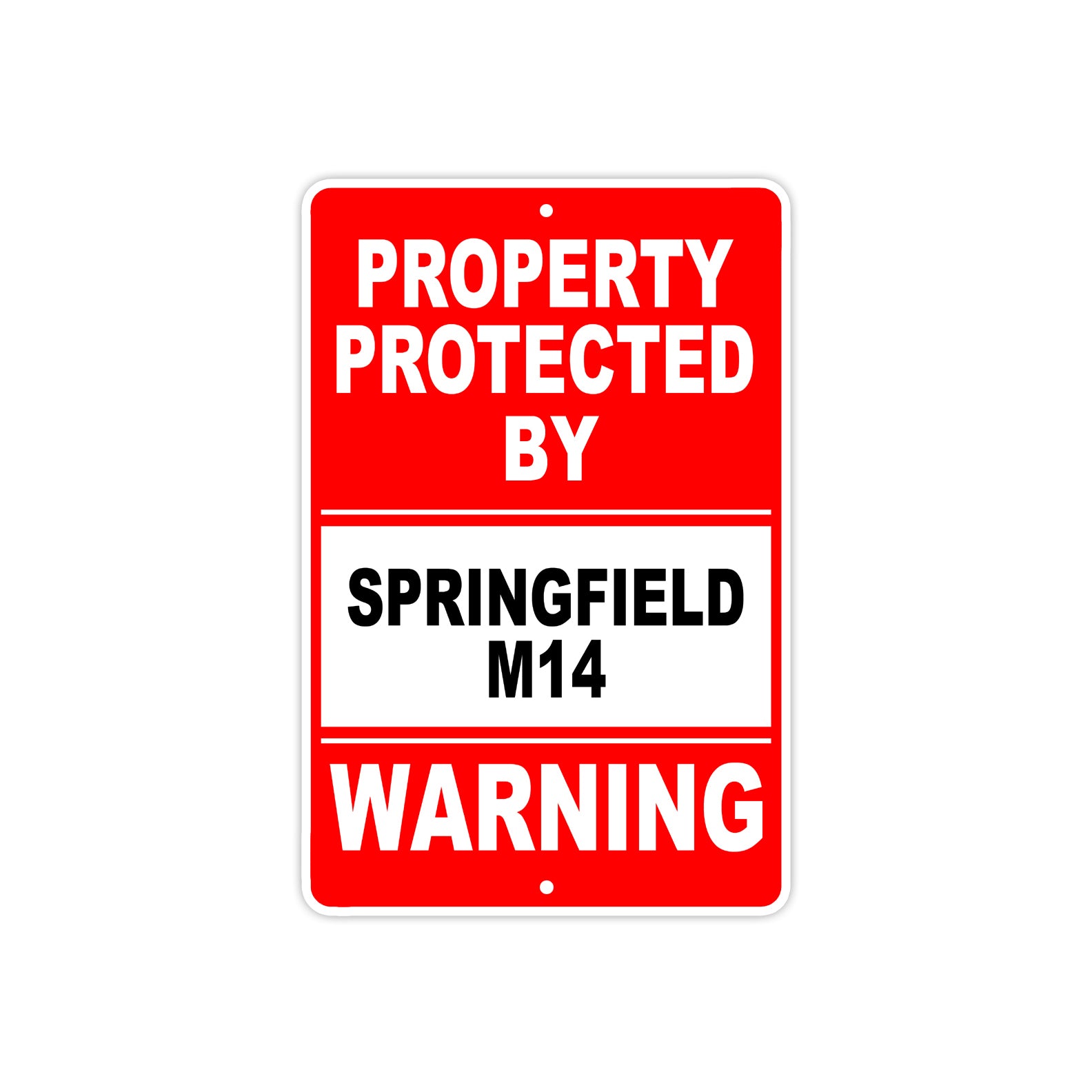 Property Protected by Springfield M14 Gun Pistol Rifle Revolver Aluminum Metal Plate Sign