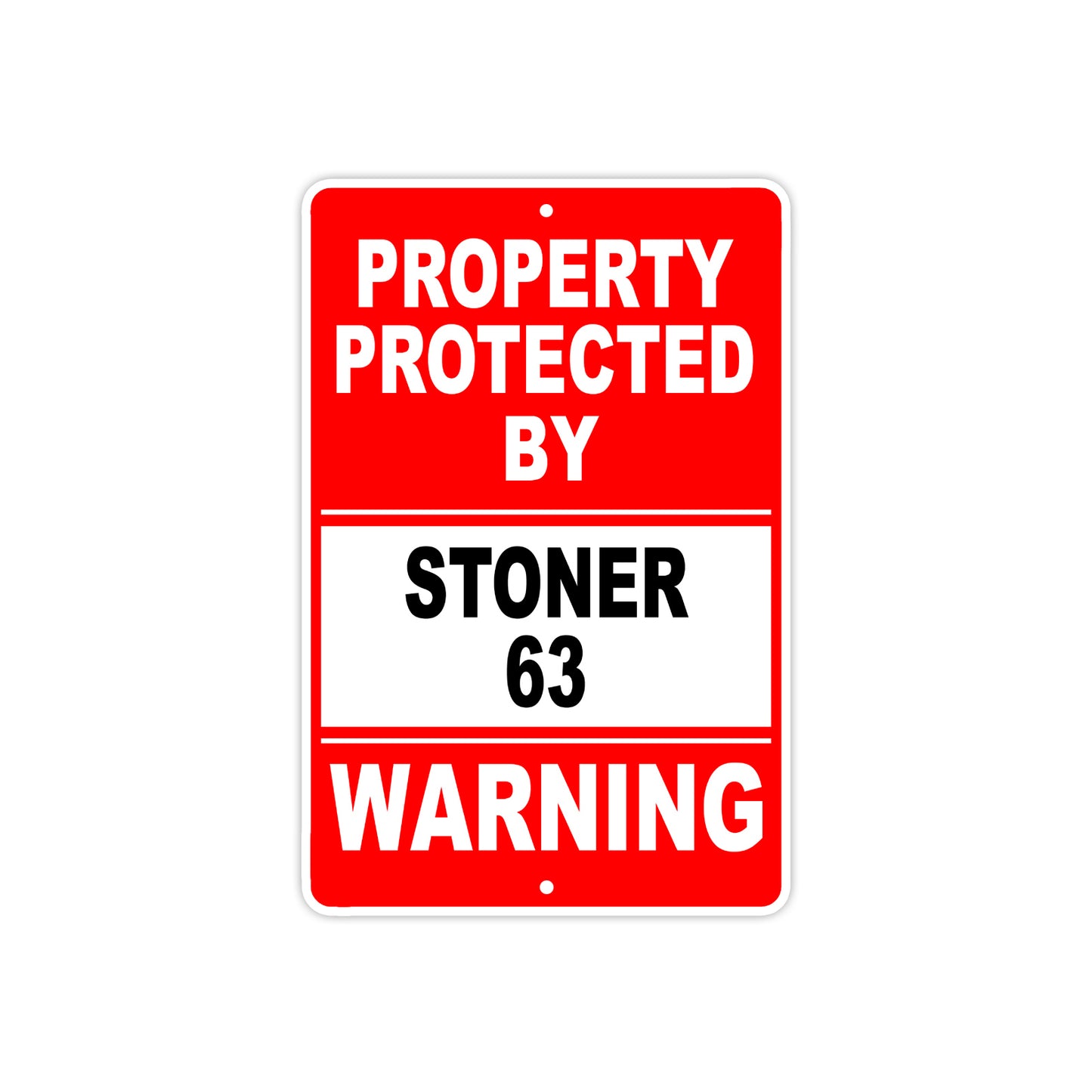 Property Protected by Stoner 63 Gun Pistol Rifle Revolver Warning Aluminum Metal Plate Sign