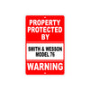 Property Protected by Smith & Wesson Model 76 Gun Rifle Revolver Aluminum Metal Plate Sign