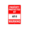 Property Protected by AT-5 Gun Pistol Rifle Revolver Warning Aluminum Metal Plate Sign
