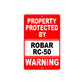 Property Protected by Robar RC-50 Gun Pistol Rifle Revolver Warning Aluminum Metal Plate Sign