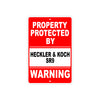 Property Protected by Heckler & Koch SR9 Gun Pistol Rifle Revolver Aluminum Metal Plate Sign