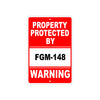 Property Protected by FGM-148 Gun Pistol Rifle Revolver Warning Aluminum Metal Plate Sign