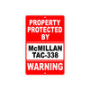 Property Protected by McMillan Tac-338 Gun Pistol Rifle Revolver Aluminum Metal Plate Sign
