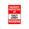 Property Protected by Colt Le901 Gun Pistol Rifle Revolver Warning Aluminum Metal Plate Sign