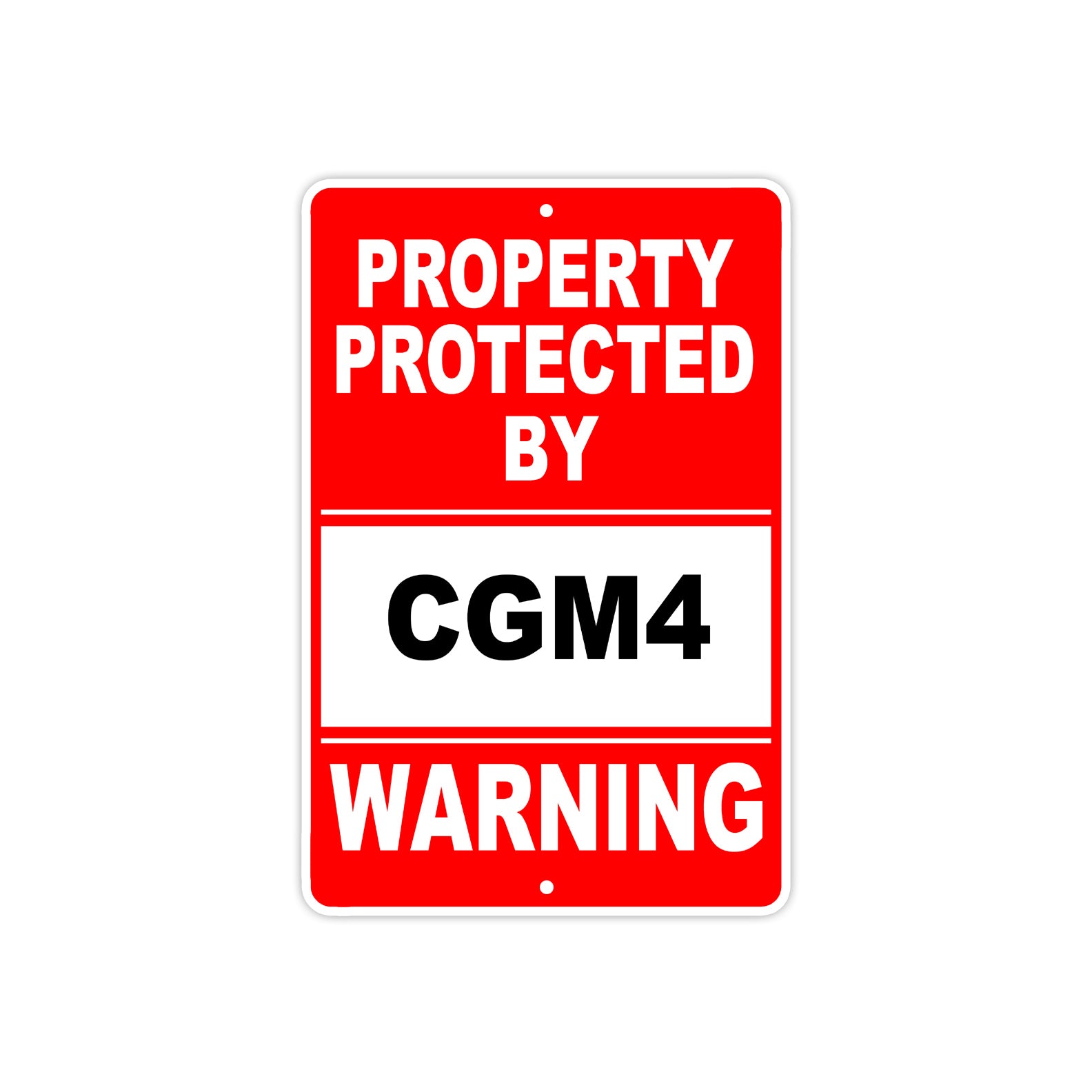 Property Protected by Cgm4 Gun Pistol Rifle Revolver Warning Aluminum Metal Plate Sign