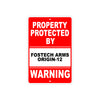 Property Protected by Fostech Arms Origin-12 Gun Pistol Rifle Revolver Aluminum Metal Plate Sign