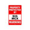 Property Protected by Sig Mcx Gun Pistol Rifle Revolver Warning Aluminum Metal Plate Sign