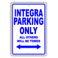 Acura Integra Parking Only All Others Will Be Towed Aluminum Decor Garage Sign