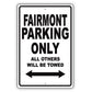 Ford Fairmont Parking Only All Others Will Be Towed Aluminum Decor Garage Sign