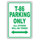 Toyota 86 Parking Only All Others Will Be Towed Aluminum Decor Garage Sign