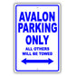 Toyota Avalon Parking Only All Others Will Be Towed Aluminum Decor Garage Sign