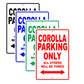 Toyota Corolla Parking Only All Others Will Be Towed Aluminum Decor Garage Sign