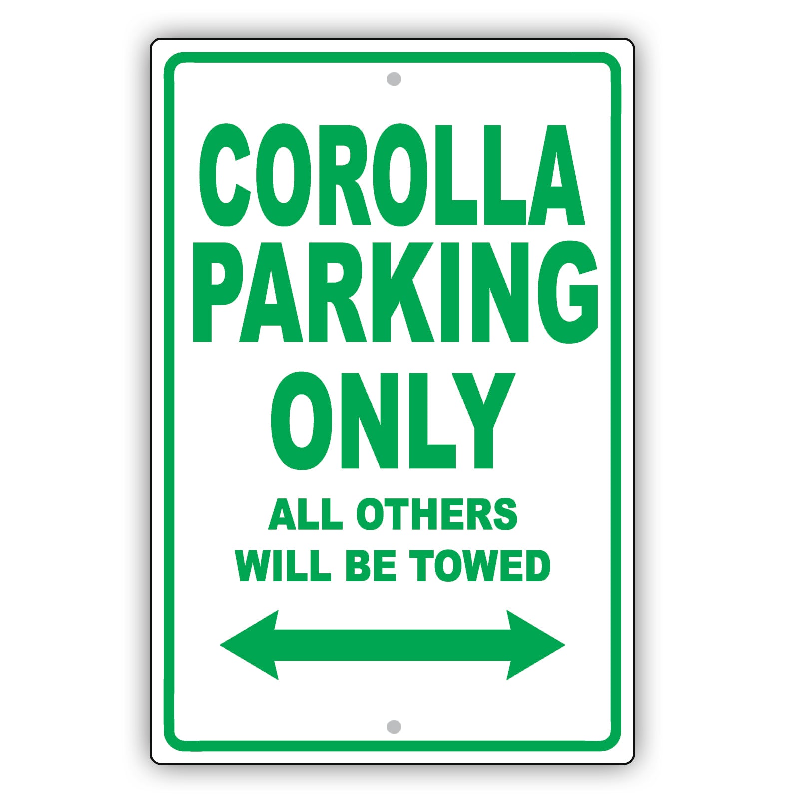 Toyota Corolla Parking Only All Others Will Be Towed Aluminum Decor Garage Sign
