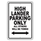 Toyota Highlander Parking Only All Others Will Be Towed Aluminum Decor Garage Sign
