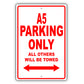 Audi A5 Parking Only All Others Will Be Towed Aluminum Decor Garage Sign