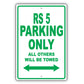 Audi Rs 5 Parking Only All Others Will Be Towed Aluminum Decor Garage Sign