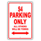 Audi S4 Parking Only All Others Will Be Towed Aluminum Decor Garage Sign