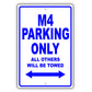 Bmw M4 Parking Only All Others Will Be Towed Aluminum Decor Garage Sign