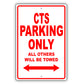Cadillac Cts Parking Only All Others Will Be Towed Aluminum Decor Garage Sign