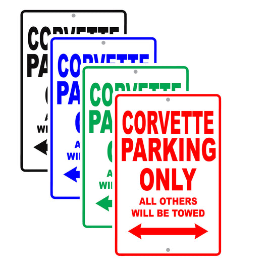 Chevrolet Corvette Parking Only All Others Will Be Towed Aluminum Decor Garage Sign
