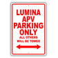 Chevrolet Lumina Apv Parking Only All Others Will Be Towed Aluminum Decor Garage Sign