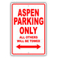 Chrysler Aspen Parking Only All Others Will Be Towed Aluminum Decor Garage Sign