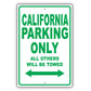 Ferrari California Parking Only All Others Will Be Towed Aluminum Decor Garage Sign