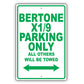 Fiat Bertone X1/9 Parking Only All Others Will Be Towed Aluminum Decor Garage Sign