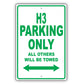 Hummer H3 Parking Only All Others Will Be Towed Aluminum Decor Garage Sign