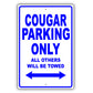 Mercury Cougar Parking Only All Others Will Be Towed Aluminum Decor Garage Sign