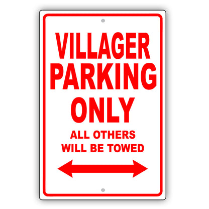 Mercury Villager Parking Only All Others Will Be Towed Aluminum Decor Garage Sign