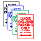 Mistsubishi Lancer Evolution Parking Others Will Be Towed Aluminum Garage Sign