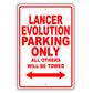 Mistsubishi Lancer Evolution Parking Others Will Be Towed Aluminum Garage Sign