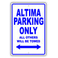 Nissan Altima Parking Only All Others Will Be Towed Aluminum Decor Garage Sign