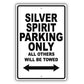 Rolls Royce Silver Spirit Parking All Others Will Be Towed Aluminum Garage Sign