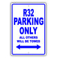 Volkswagen R32 Parking Only All Others Will Be Towed Aluminum Decor Garage Sign